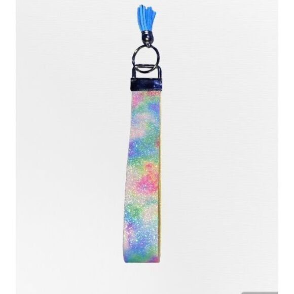 ☀️3/$12☀️ Tye Dye and Glitter Faux Leather Keychain Holder - Picture 1 of 4